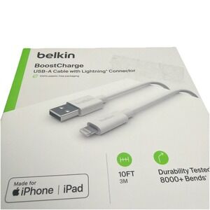 Belkin BOOST CHARGE MFi-Certified Lightning to USB-A‎ 3M/10ft Cable New